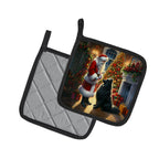 Belgian Sheepdog and Santa Claus Pair of Pot Holders