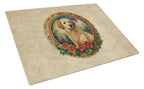 Kuvasz Christmas Flowers Glass Cutting Board