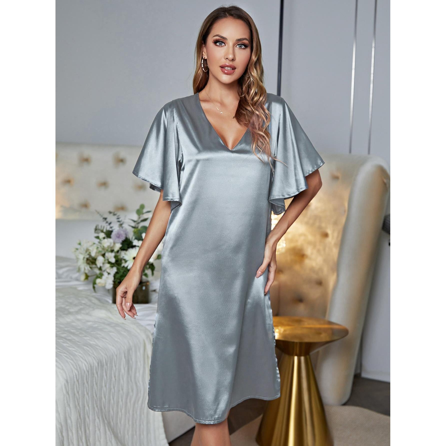 Summer Silk Women's Sleepwear and Nightgown Set