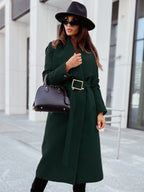Women's V-Neck Long Sleeve Woolen Tie Jacket