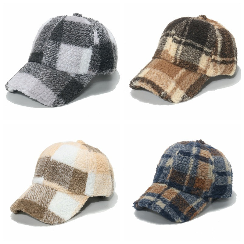 Lamb Wool Classic Plaid Baseball Cap | Embroidered Cap