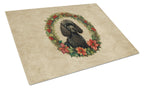Poodle Christmas Flowers Glass Cutting Board