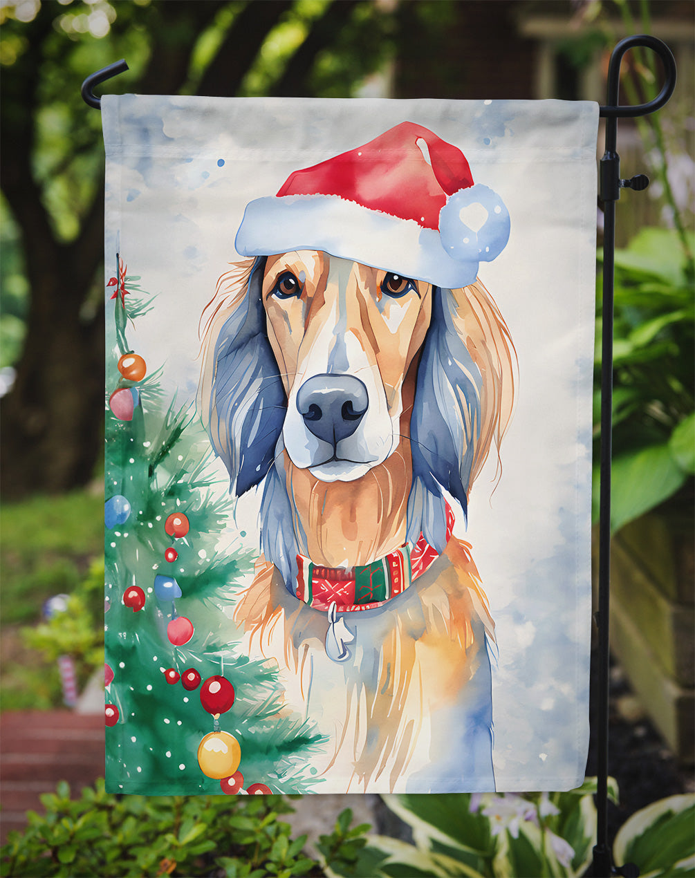 Saluki Christmas Garden Flag
