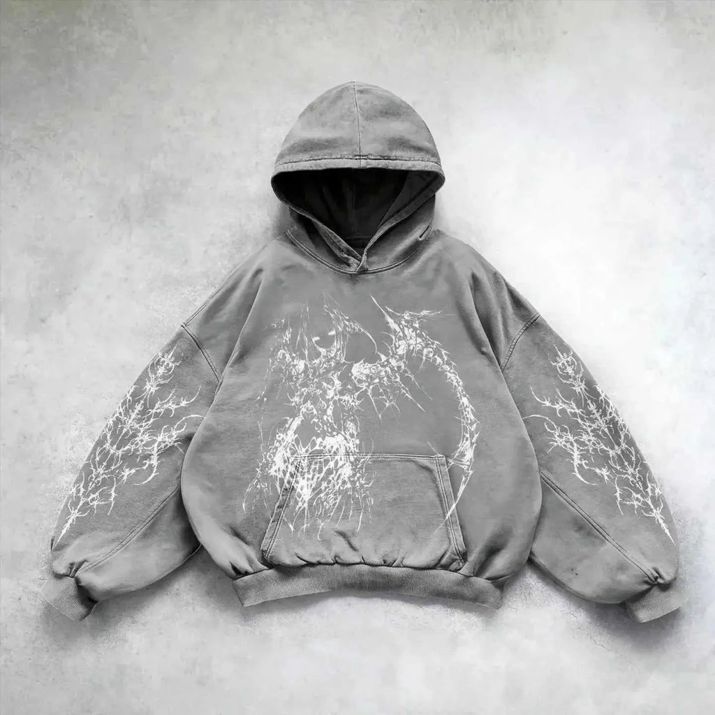 Vintage Skull Print Hoodie Sweater | Streetwear