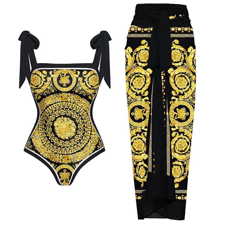 2024 Vintage French Style One-Piece Swimsuit Set