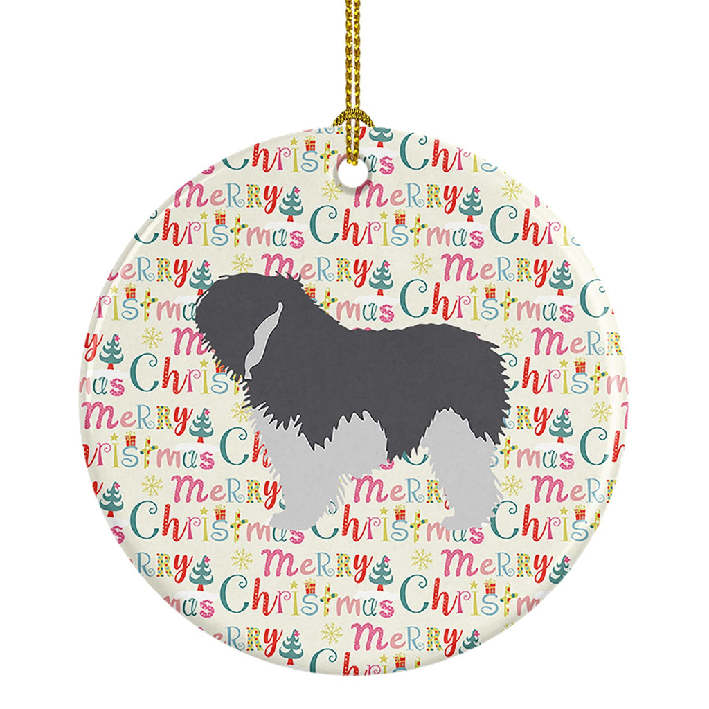 Polish Lowland Sheepdog Dog Merry Christmas Ceramic Ornament