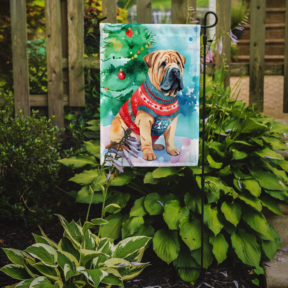Shar Pei Christmas Garden Flag