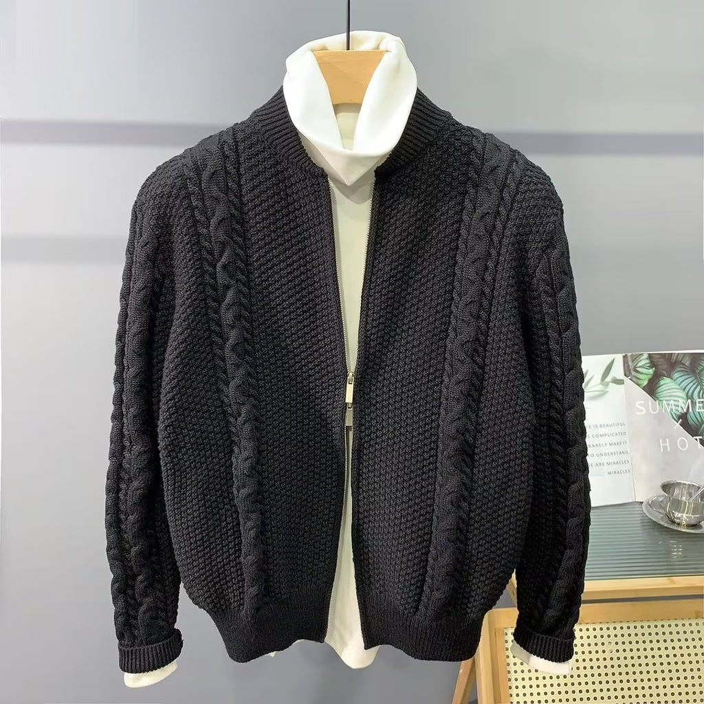 Double Zipper Design Cardigan Sweater (All-match)