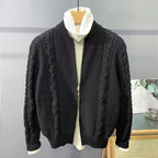 Double Zipper Design Cardigan Sweater (All-match)