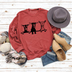 Cute Alpaca Print Casual Crew Neck Sweatshirt | Streetwear