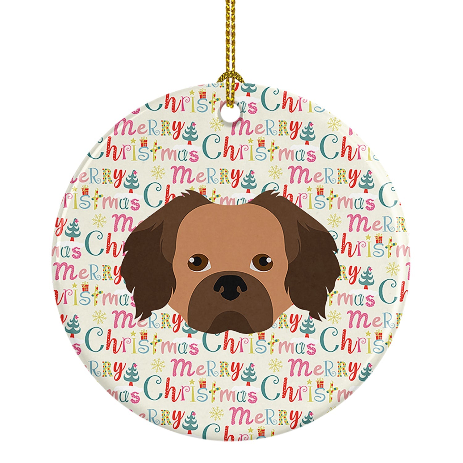 Tibetan Spaniel Merry Christmas Ceramic Ornament