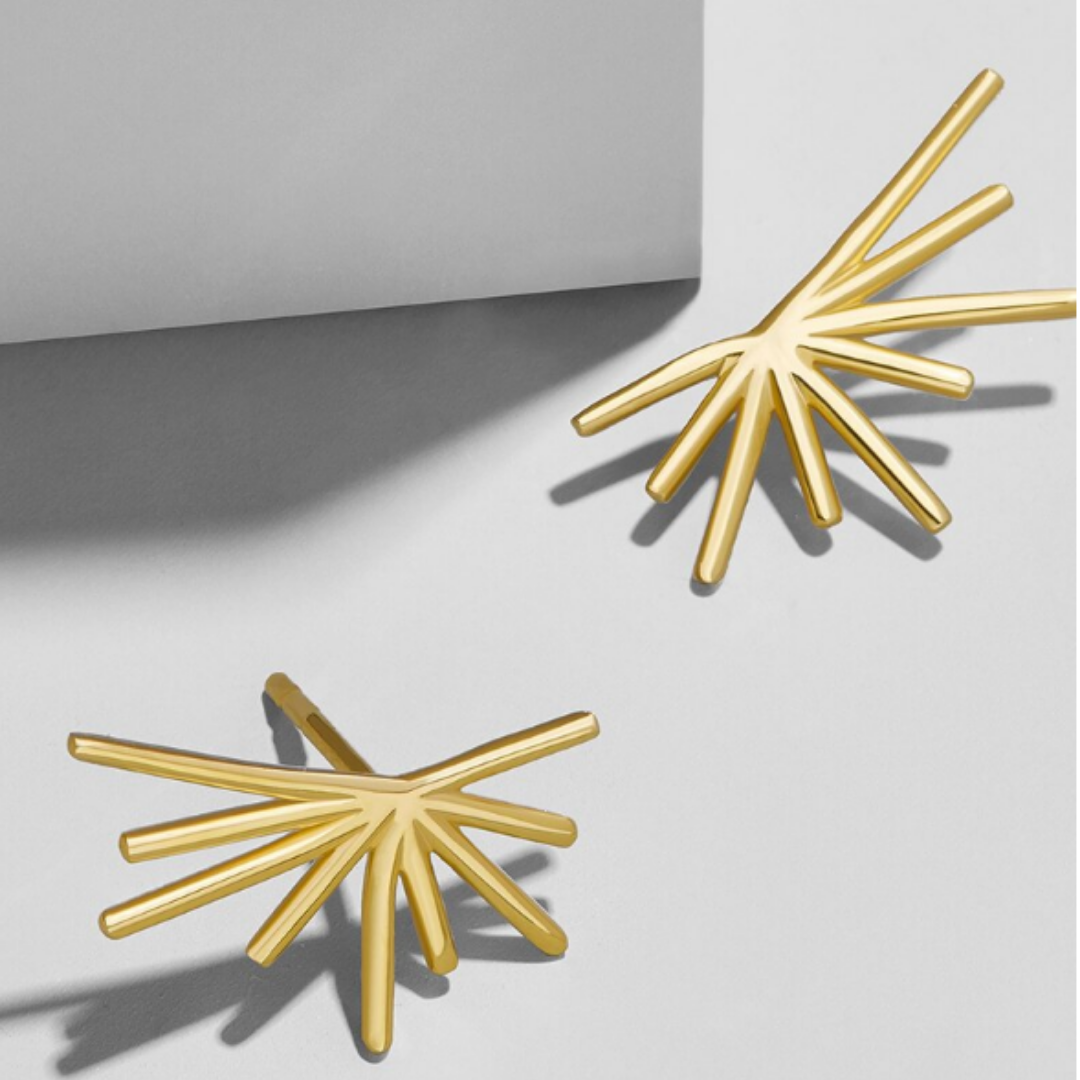 Gold Spike Starburst Earrings
