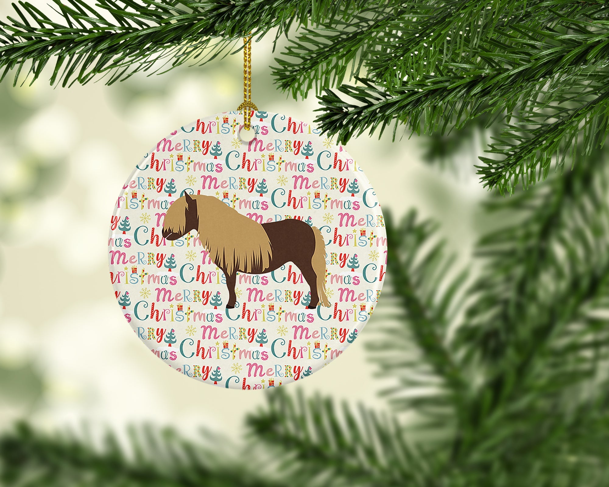 Shetland Pony Horse Christmas Ceramic Ornament