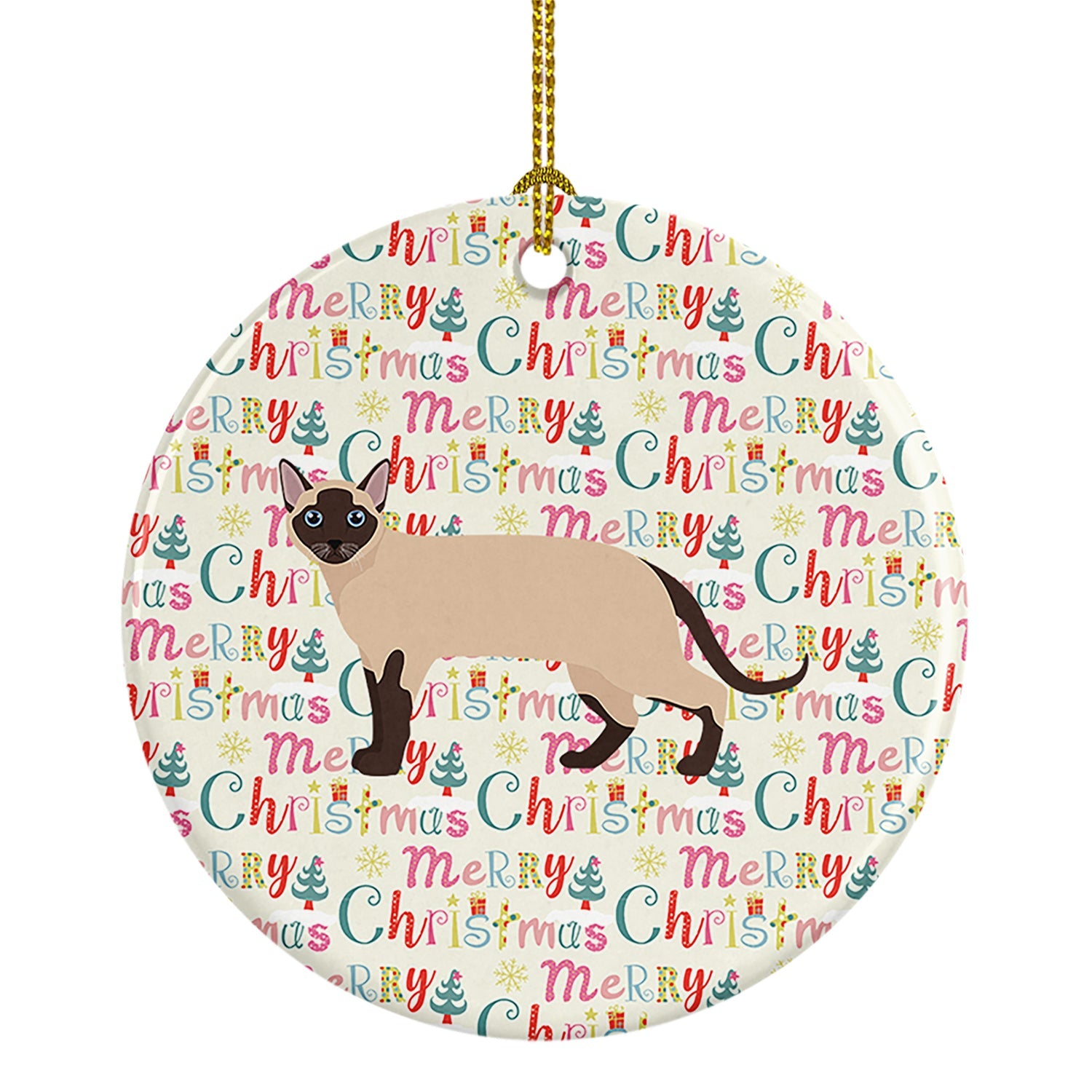 Tonkinese Cat Christmas Ceramic Ornament
