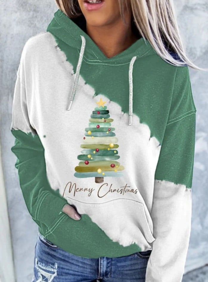 3D Printed Christmas Tree Women's Hooded Sweater