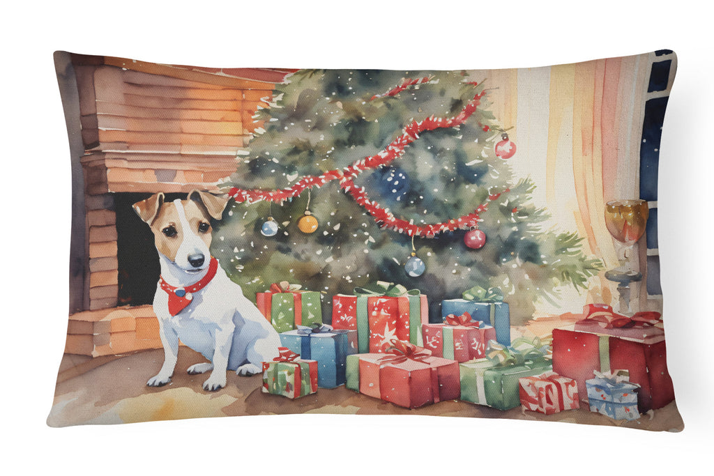 Jack Russell Terrier Cozy Christmas Throw Pillow