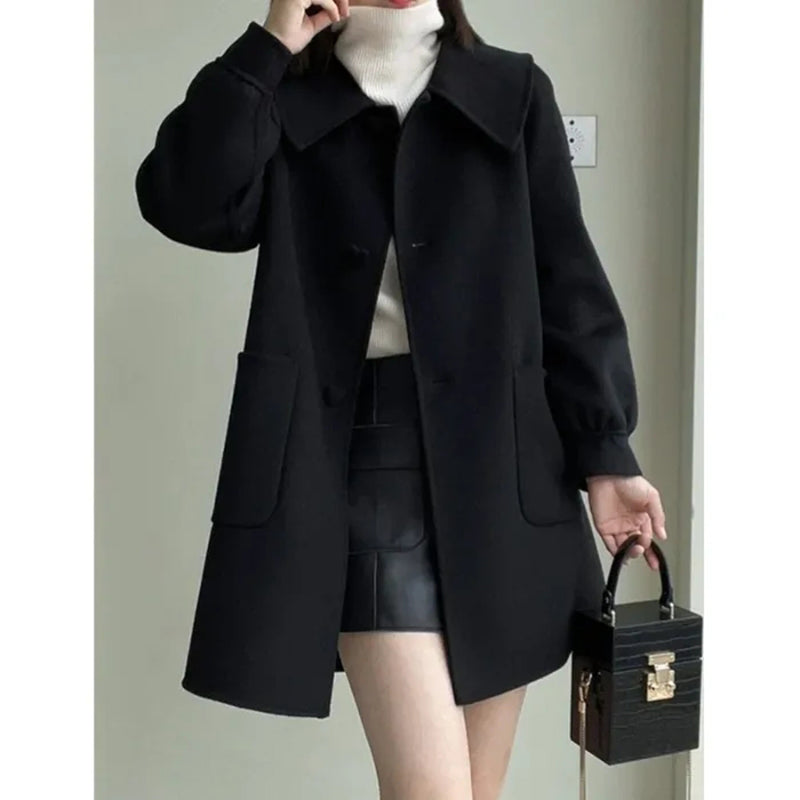 2024 New Korean Thickened Woolen Coat for Women
