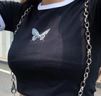 Summer Women's Short Sleeve Crop Top with Embroidery