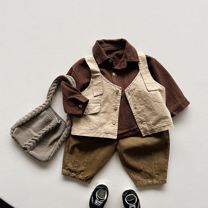 Cotton Long Sleeve Shirt for Kids' Fashion Coat