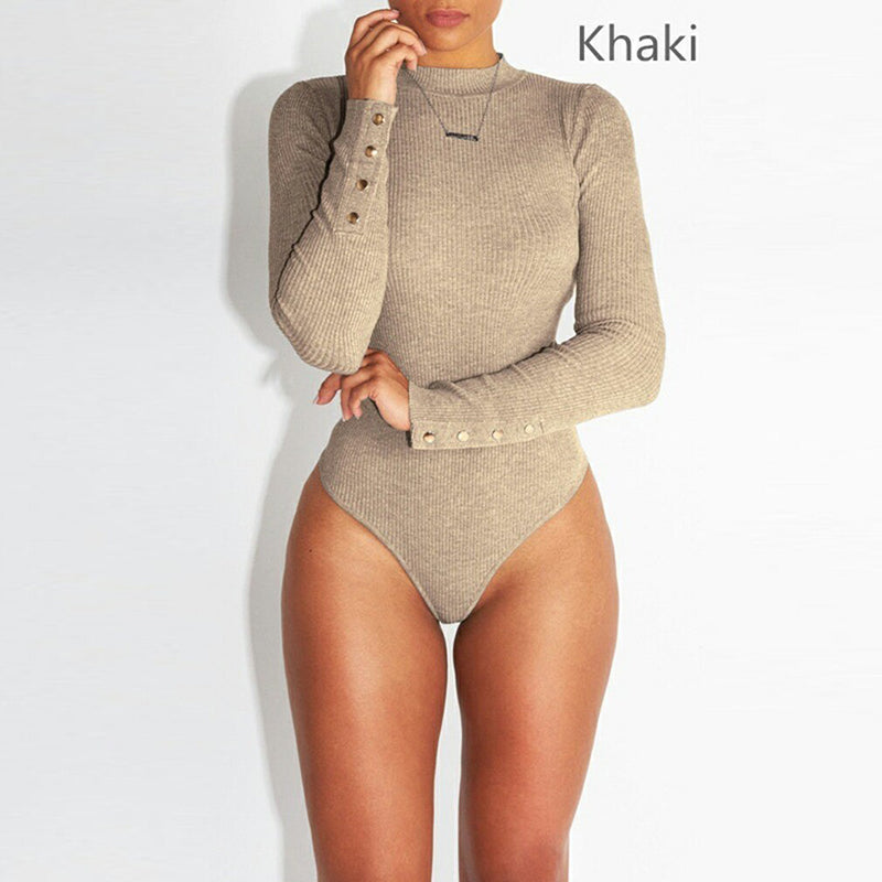Women's Long-Sleeved Slim Casual Stretch Bodysuit