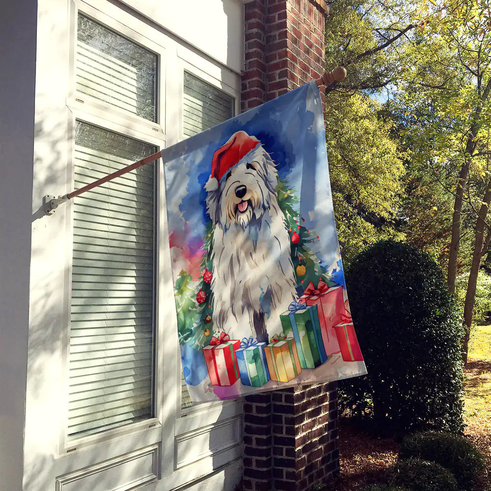 Old English Sheepdog Christmas House Flag