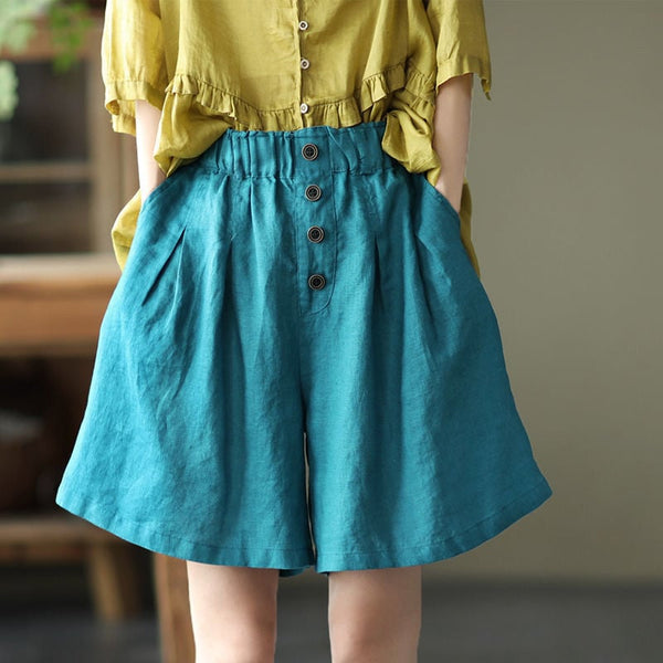 Retro Cotton Linen Casual Loose Shorts for Women