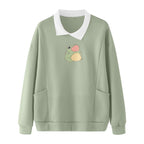 Fashionable Casual Print Pocket Fleece Sweatshirt | Streetwear