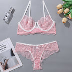 Women's Sexy Lace Contrast Shaping Underwear Set