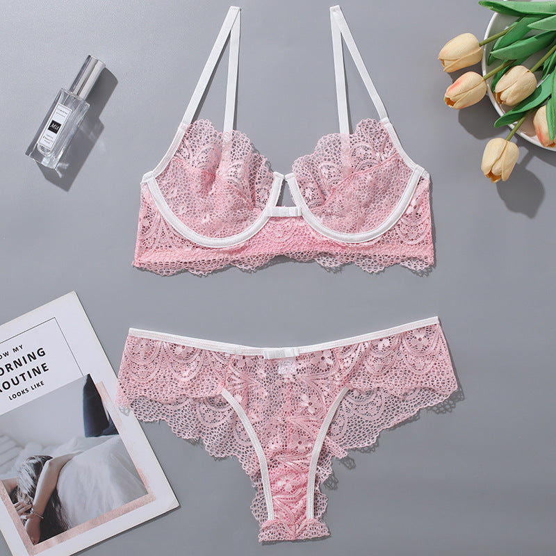Women's Sexy Lace Contrast Shaping Underwear Set