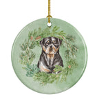 Rottweiler Sitting Tall Christmas Wreath Ceramic Ornament