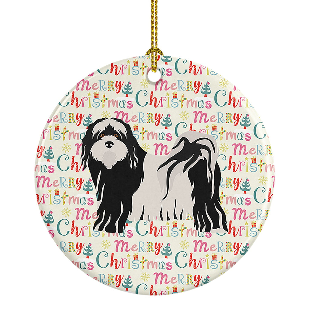 Tibetan Terrier Merry Christmas Ceramic Ornament
