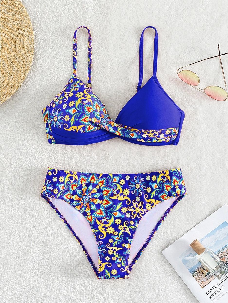 Trendy Cross-Border Bikini with Ethnic Print Design