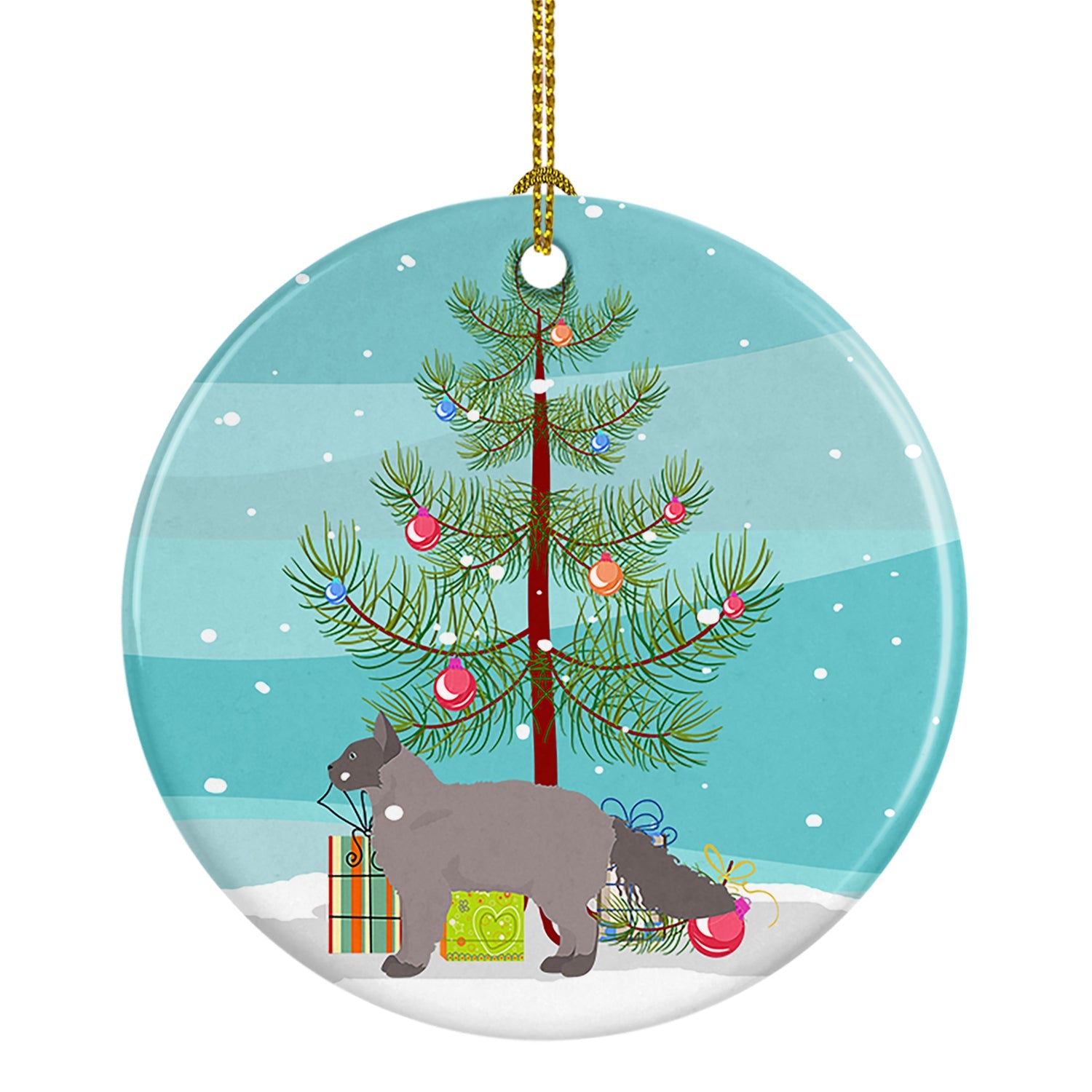 La Perm Cat Merry Christmas Ceramic Ornament