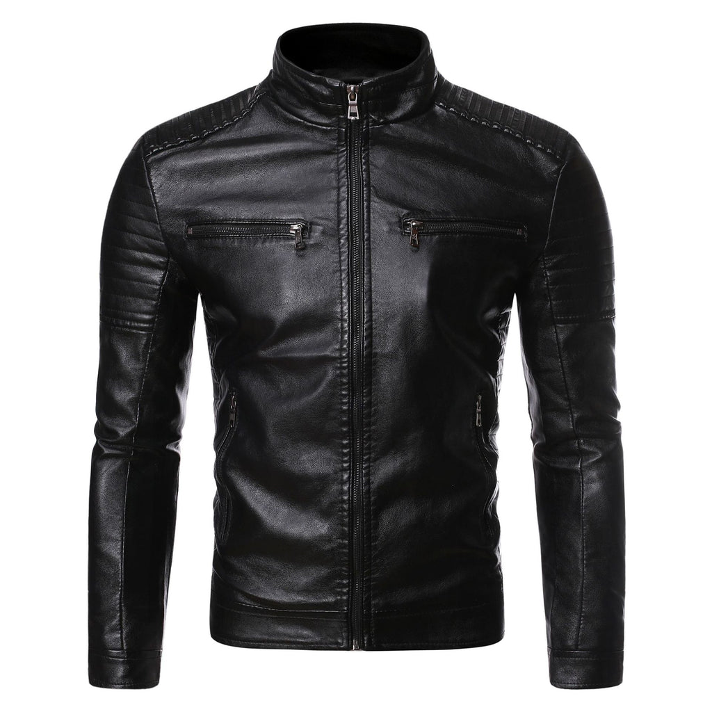 Men's Lightweight Striped PU Leather Jacket (Plus Size)