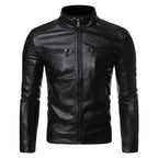 Men's Lightweight Striped PU Leather Jacket (Plus Size)