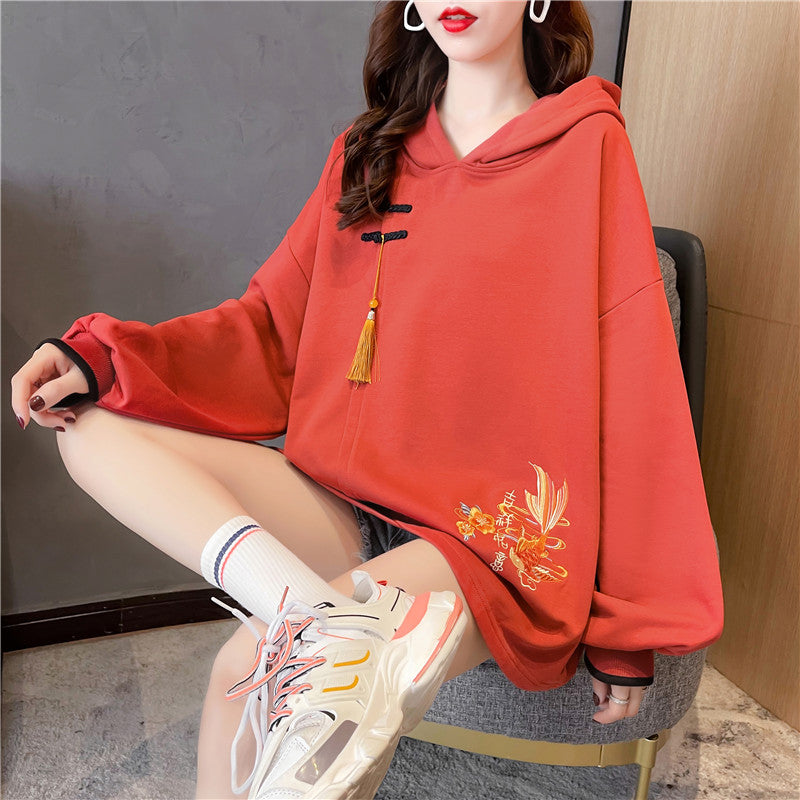 Elegant Women's Hoodie with Chinese Knot and Tassels | Streetwear