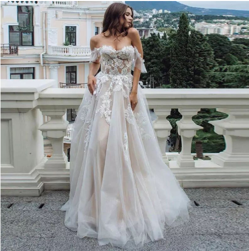 Plus Size New Sexy Lace Tube Top Wedding Dress