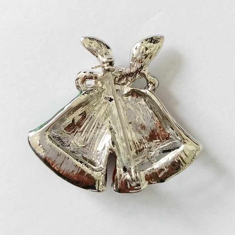 Fashionable Cartoon Christmas Bell Brooch with Rhinestones