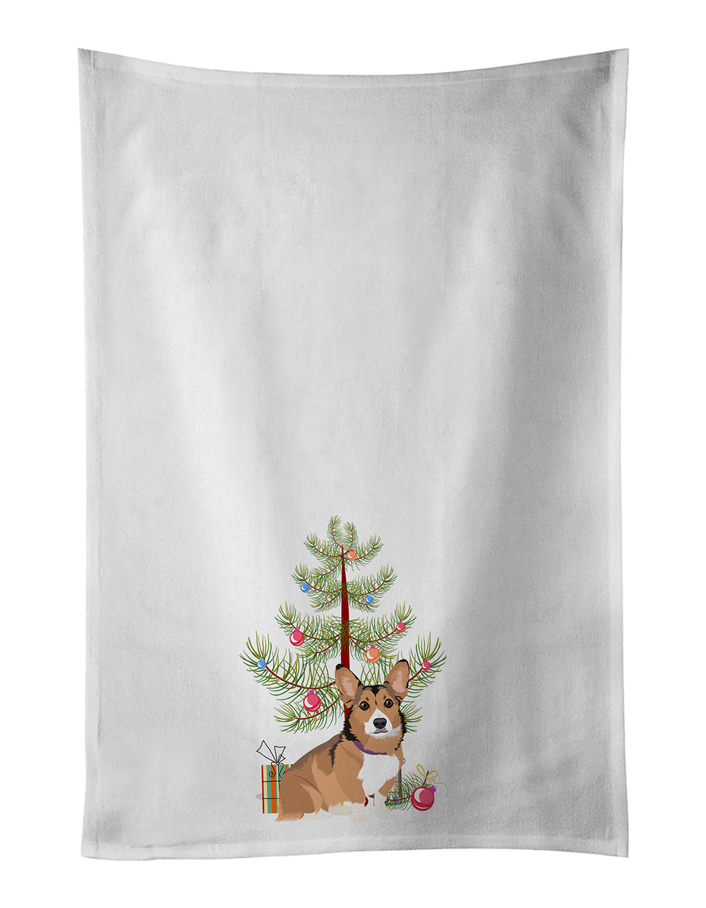 Pembroke Welsh Corgi Sable and White Christmas Kitchen Towel Set of 2