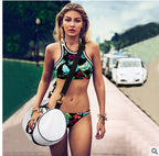 Dunhuang European Style Leaf Print Bikini Set