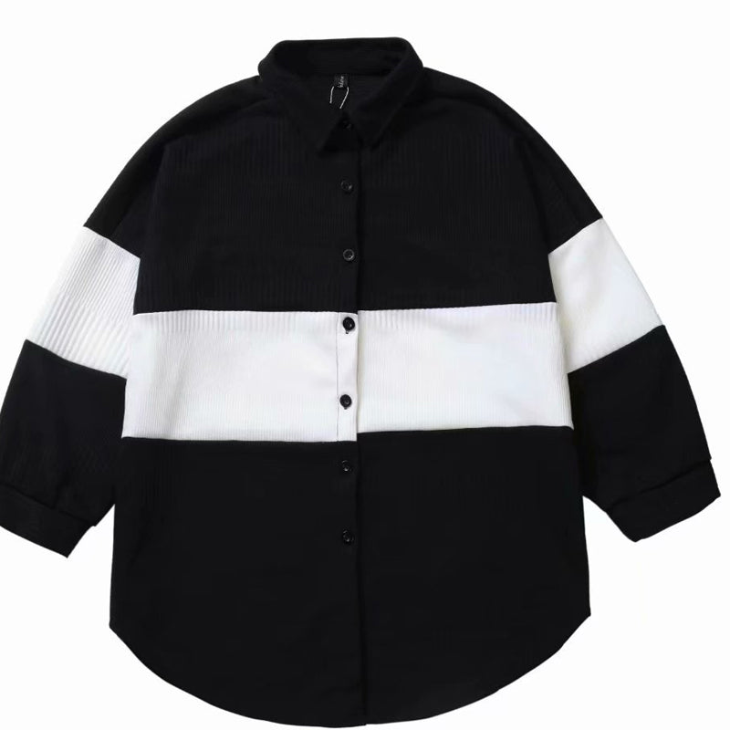 Men's Loose Stitching Woolen Coat Fashion Outerwear