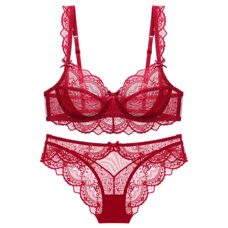 Women's Ultra-Thin Lace Bra Set for Large Breasts
