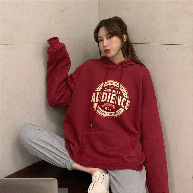 Harajuku Style Women's Letter Print Hooded Sweatshirt | Streetwear