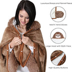 Cute Soft Sloth Hooded Fleece Blanket Cloak (One Piece)
