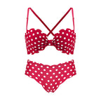 Lingerie Set with Polka Dot Bow and Back Design