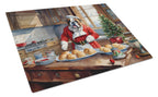 English Bulldog Christmas Cookies Glass Cutting Board