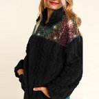 2024 Women's Splicing Sweatshirt Coat with Sequins | Streetwear