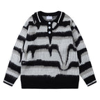 Men's Retro Striped Button Sweater