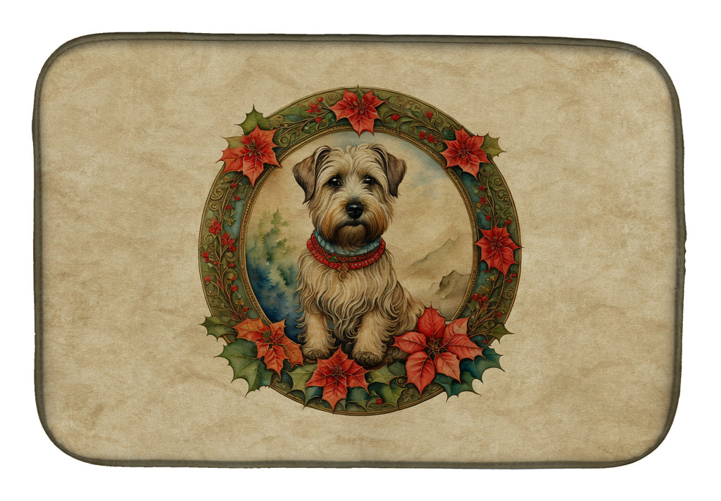Glen of Imaal Terrier Christmas Flowers Dish Drying Mat