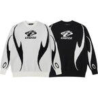 Maychao Jacquard Color Block Crew Neck Sweater
